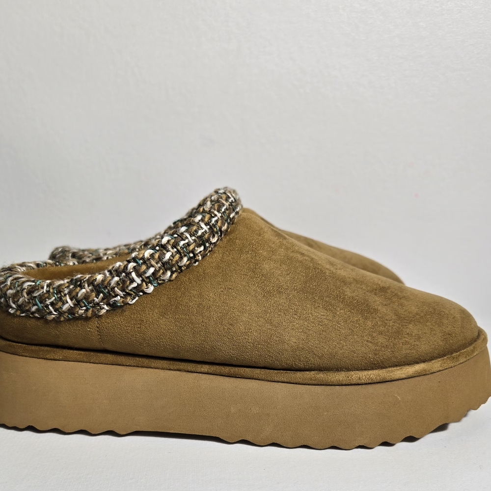 Steve Madden Selden Slippers Women Tan Faux Fur Mule Platform Women 10